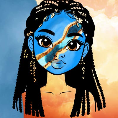 a realistic black girl with braids