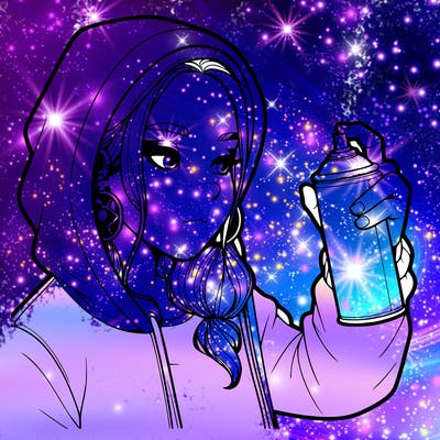 a realistic girl, spray painting