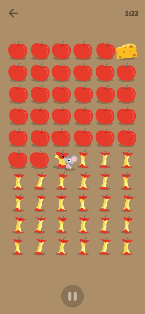 Mouse Timer - A visual countdown timer for children showing a mouse eating through a grid of apples