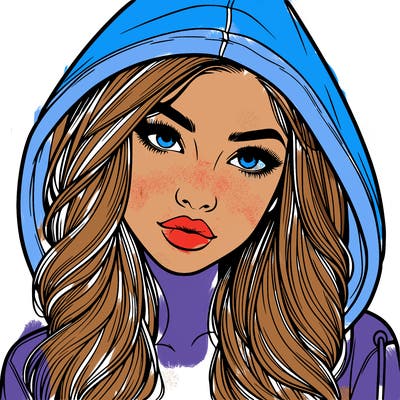 realistic beautiful girl with a hood on