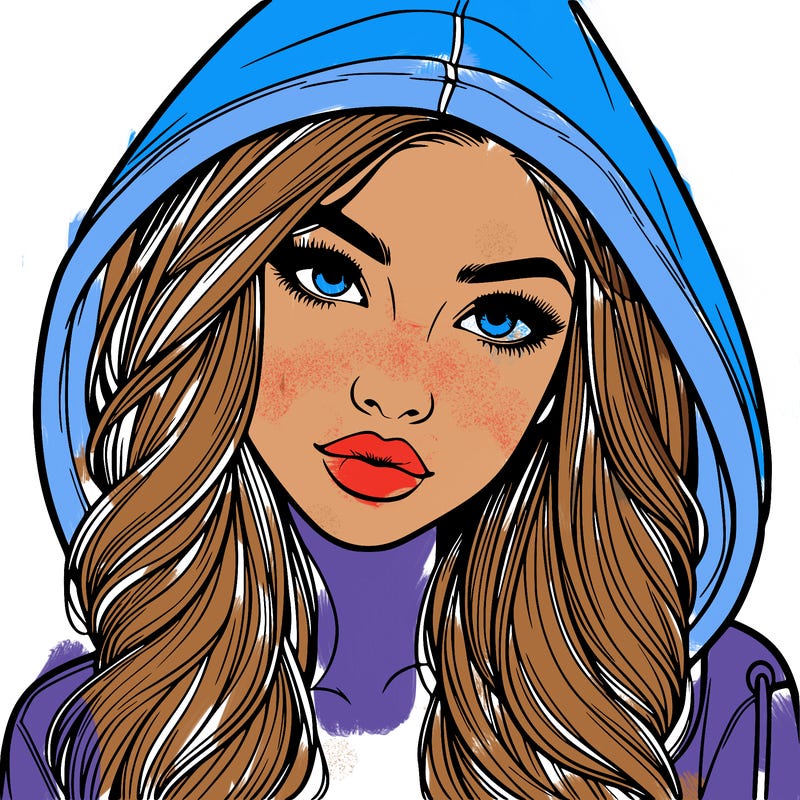 realistic beautiful girl with a hood on