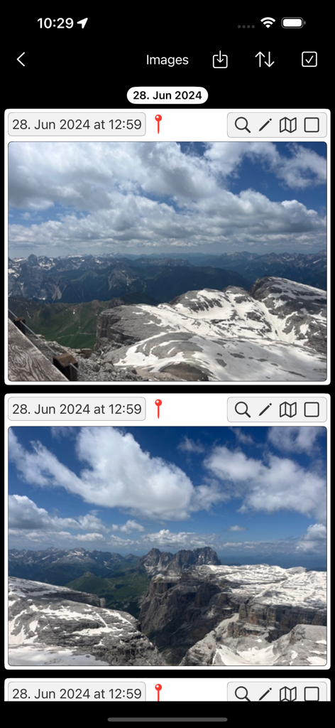 OSM Maps - OSM Maps gallery of mountain photos with location pins and timestamps