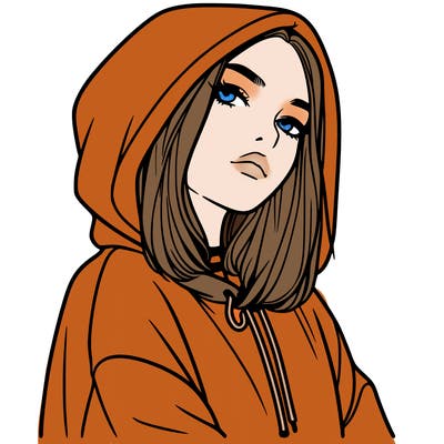 a realistic girl in a hoodie