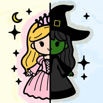 split princess and witch