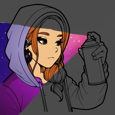 a realistic girl, spray painting