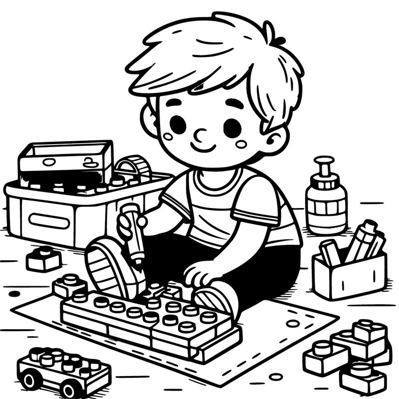 boy building legos