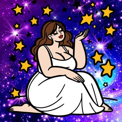 plus size woman looking at stars