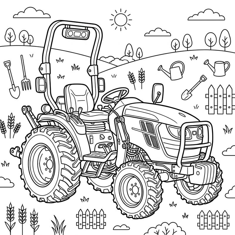 Get ready to color a versatile compact utility tractor, perfect for tackling any farm or garden task. This engaging design captures the essence of rural life and machinery in one exciting coloring experience.