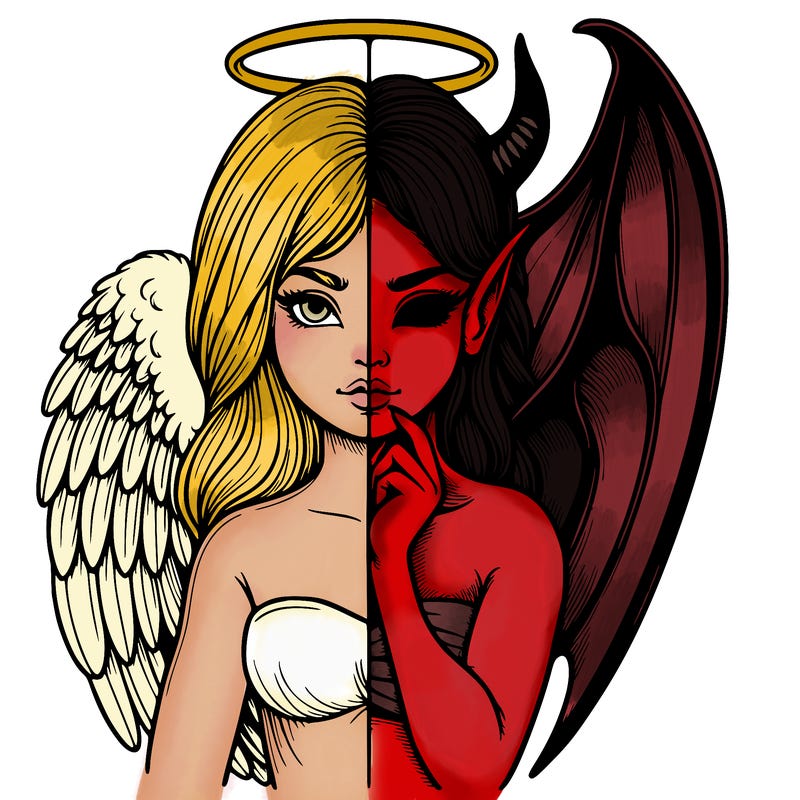 realistic angel half demon