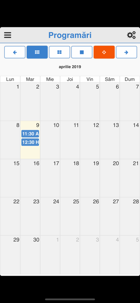 dROOT app dental appointment calendar screen