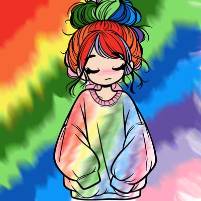 girl with baggy sweatshirt and messy bun