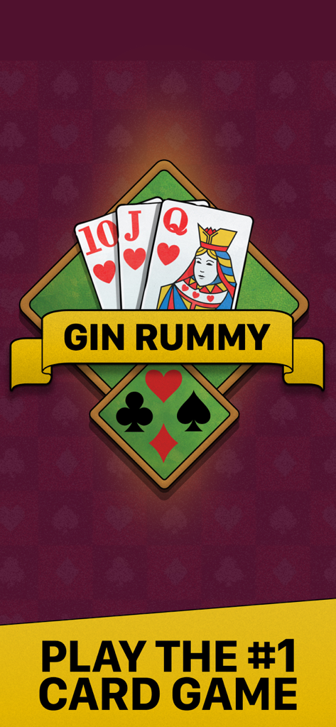 Gin Rummy Card Game Classic - Logotipo de Gin Rummy Card Game Classic con cartas de juego y símbolos de palo