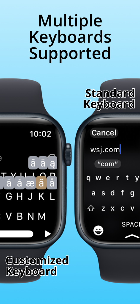 Watch Browser with Keyboard - Comparison of standard and customized keyboards for web browsing on Apple Watch