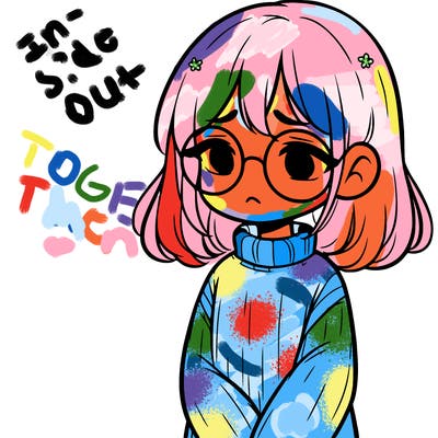 sad girl with glasses in a sweater