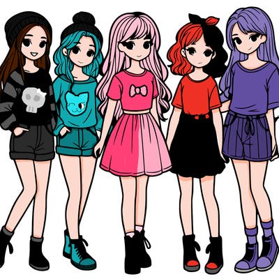 a group of five girls