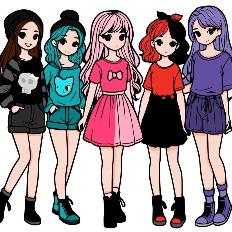 a group of five girls