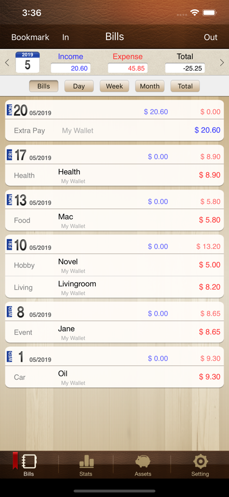 Money Manager Classic Lite - List of daily expenses and income in Money Manager Classic Lite app