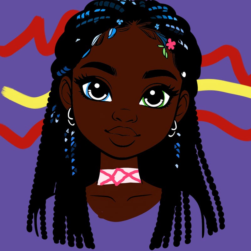 a realistic black girl with braids