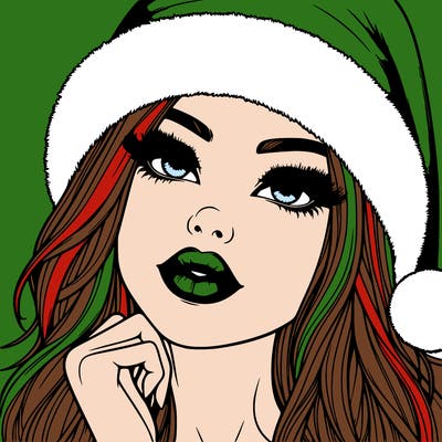realistic christmas girl with lips