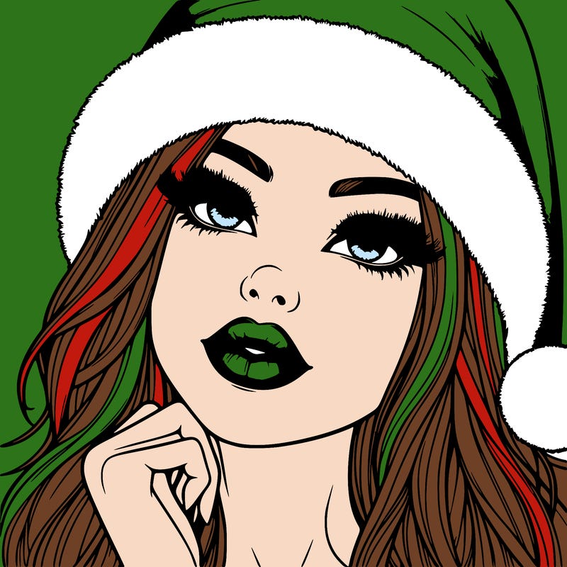 realistic christmas girl with lips