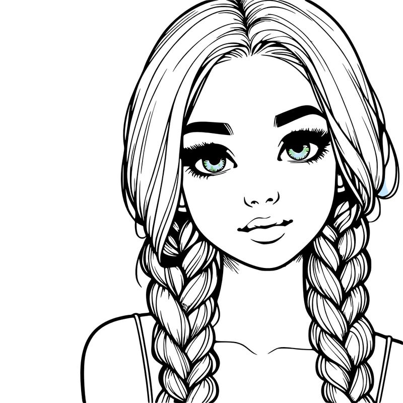 realistic girl with braids