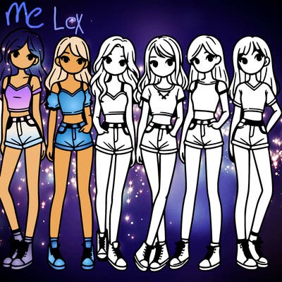 a group of girls wearing crop tops and shorts