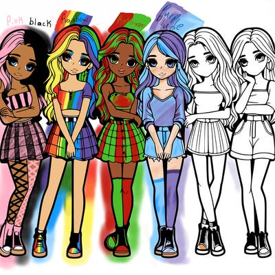 a group of girls realistic