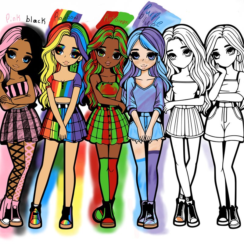 a group of girls realistic