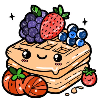 simple waffle with fruit