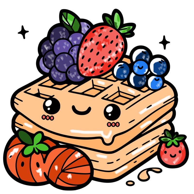 simple waffle with fruit