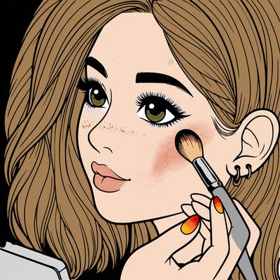 a realistic girl doing her makeup