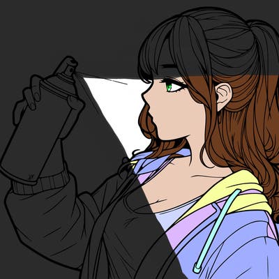 a realistic girl spray, painting