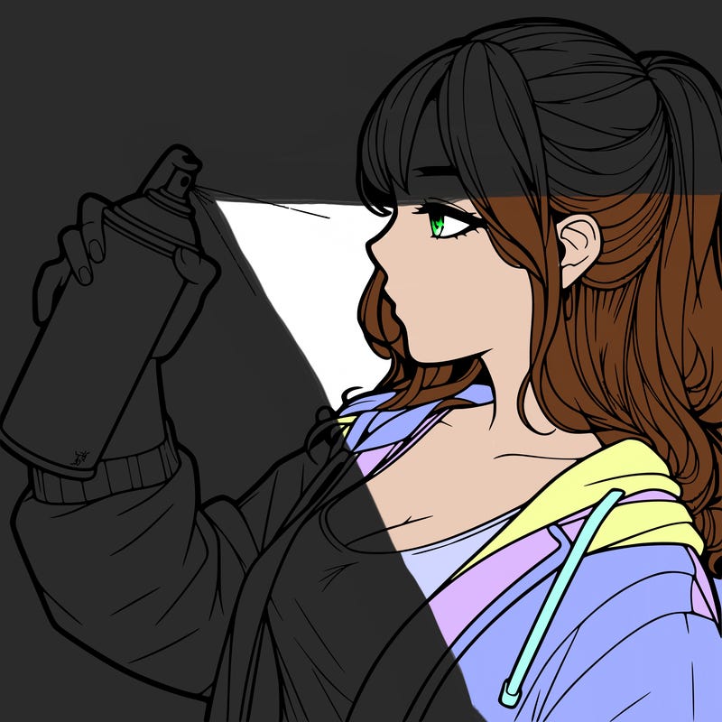 a realistic girl spray, painting