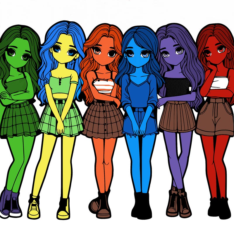 a group of girls realistic