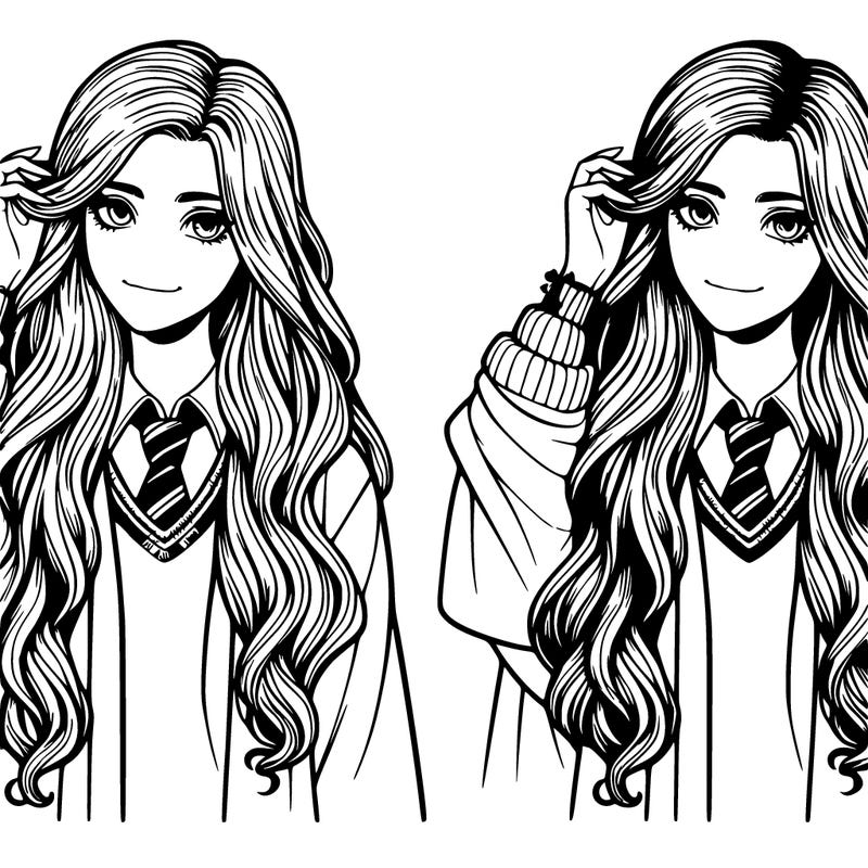 slytherin realistic long hair girl attending hogwarts school for witch’s and wizards