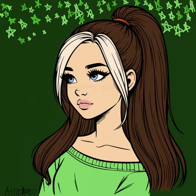 realistic girl with a high ponytail