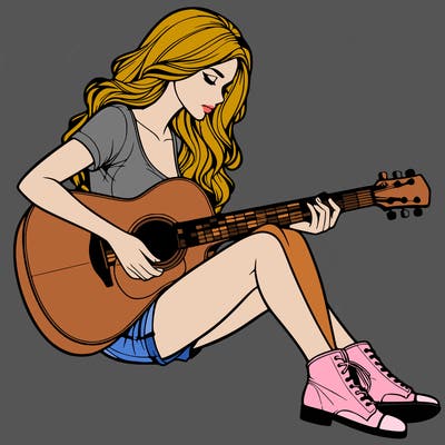 realistic woman play guitar