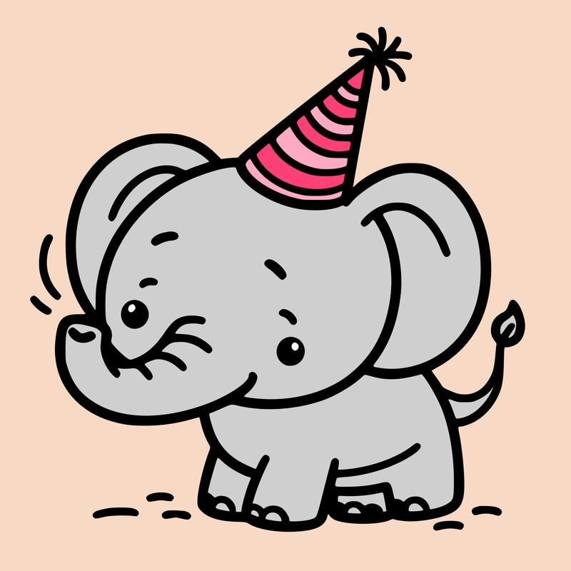 elephant with party hat