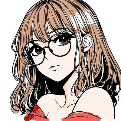 manga woman character with glasses and nice lips