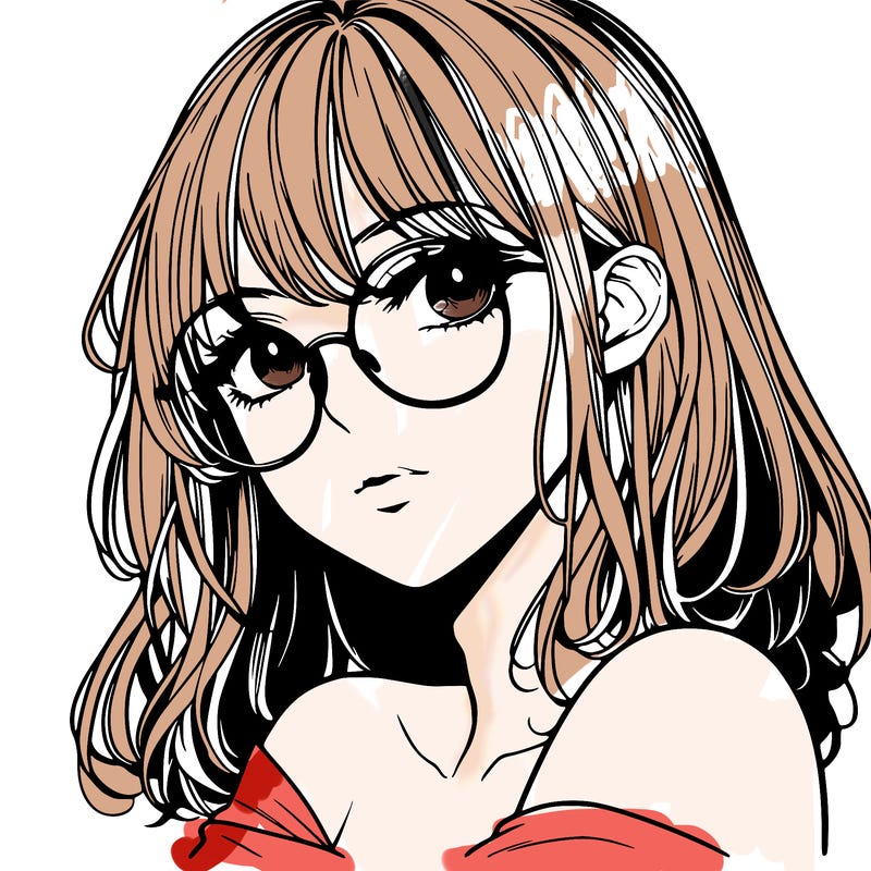 manga woman character with glasses and nice lips