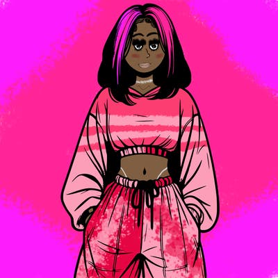 realistic girl faceless with baggy pants and a crop top