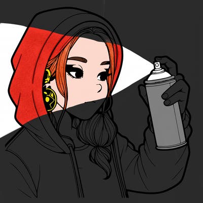 a realistic girl, spray painting