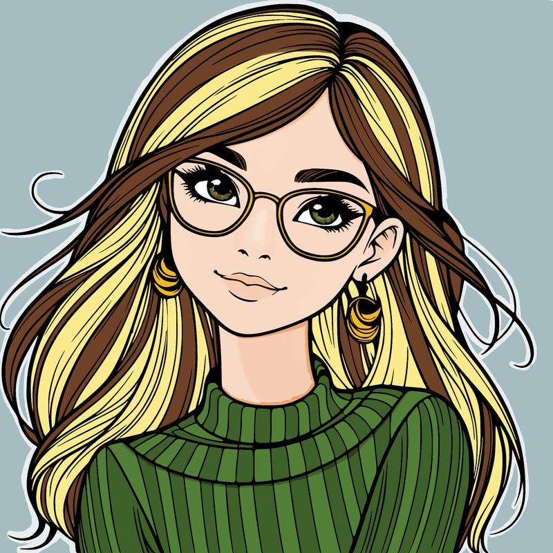 realistic girl with glasses