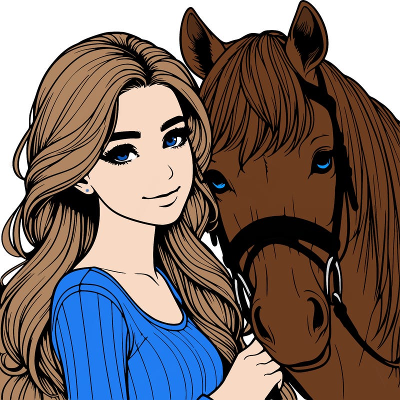realistic girl with horse