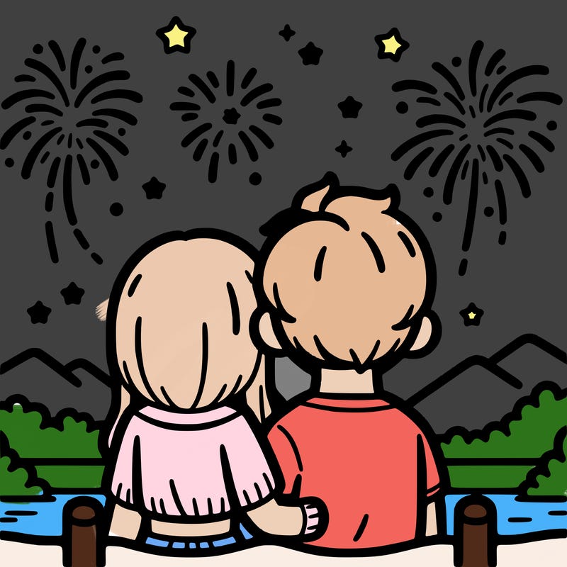 couple watching fireworks