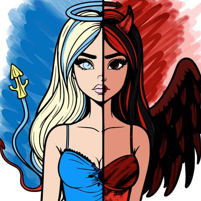 devil vs angel realistic girl