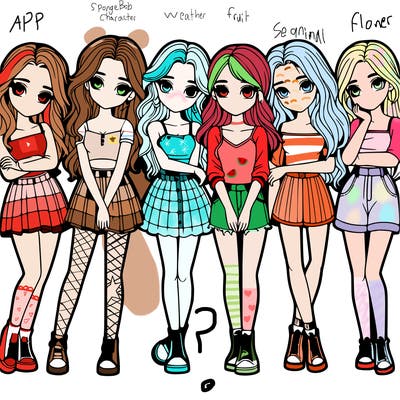 a group of girls realistic