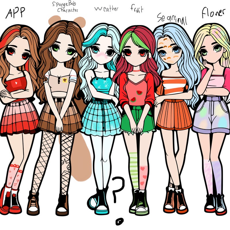 a group of girls realistic