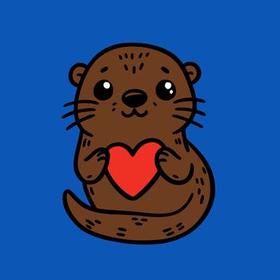 otter with a heart
