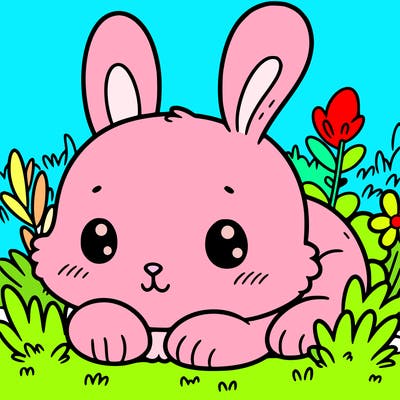 cute bunny resting in a patch of grass